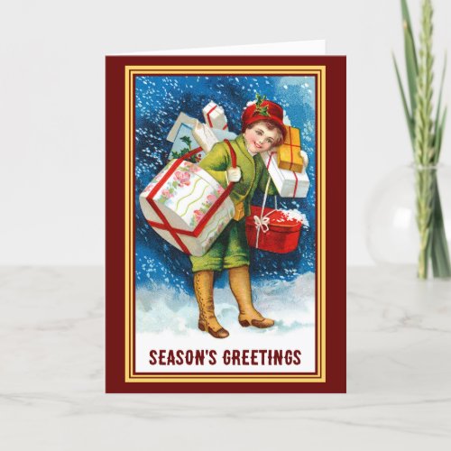 Snow Shopping Bonanza Vintage Image Christmas Card