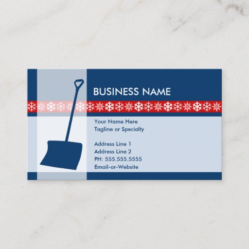 Customizable snow shovel elegance business card template