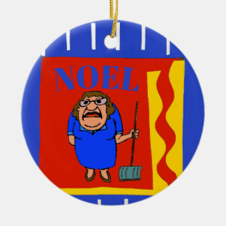 Snow Shovel, Noel, add, edit text Ceramic Ornament