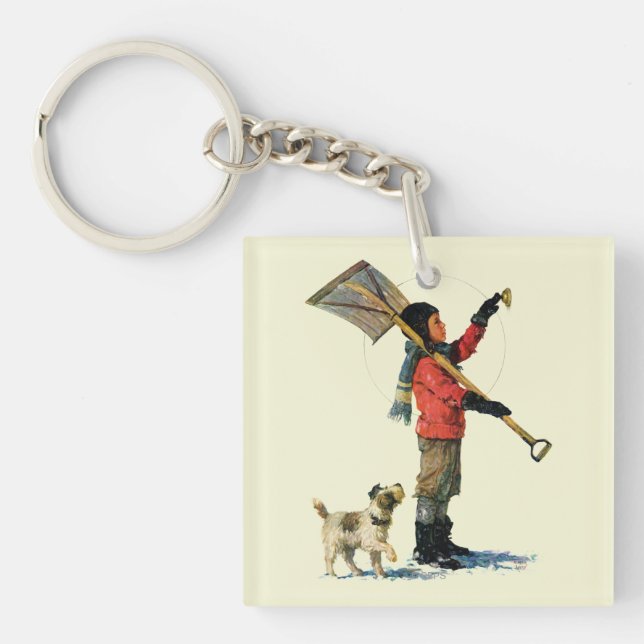 Snow Shoveler Keychain (Front)