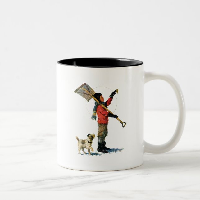 Snow Shoveler Two-Tone Coffee Mug (Right)