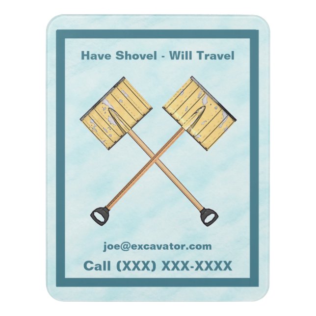 Snow Shoveling Business Door Sign (Contemporary Vert)