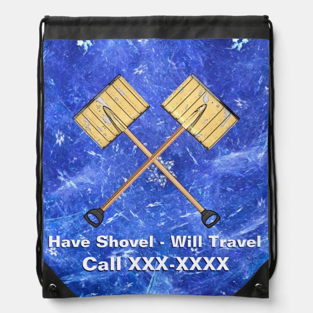Snow Shoveling Business Drawstring Bag (Front)