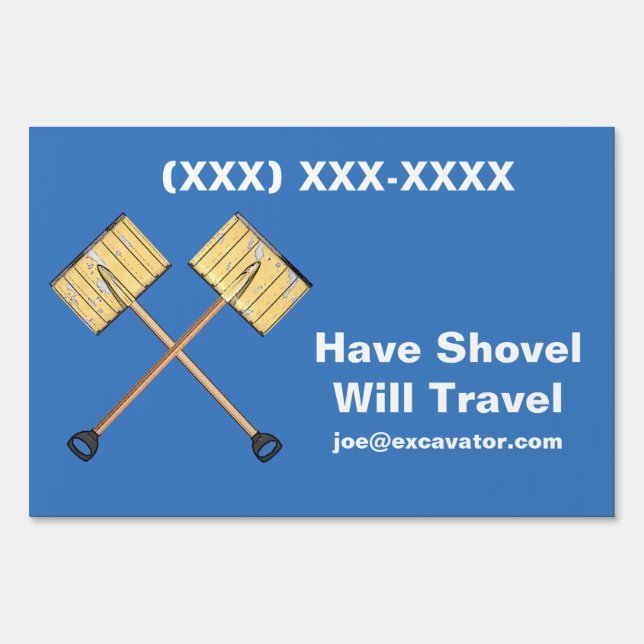 Snow Shoveling Business Yard Sign (Back)