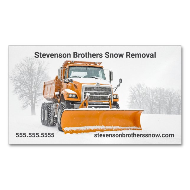 Snow Shoveling Removal Company Marketing Business Card Magnet (Front)