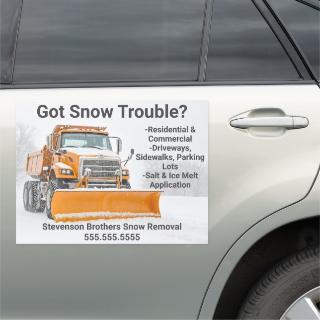 Snow Shoveling Removal Truck Company Marketing Car Magnet (In Situ)