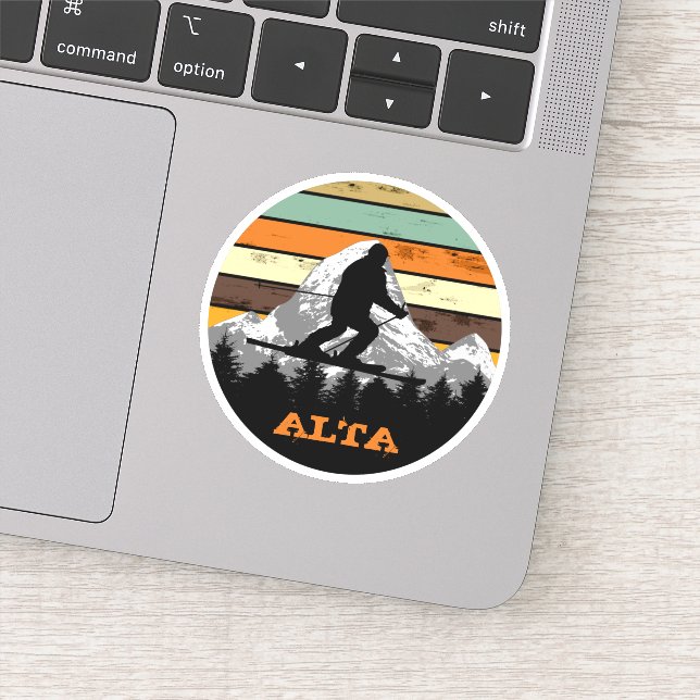 Snow Ski Alta Mountain Slopes Field Sport Retro Sticker (Detail)