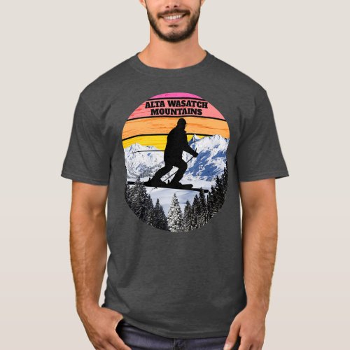 Snow Ski Alta Wasatch Mountains Skiing Fields Utah T_Shirt