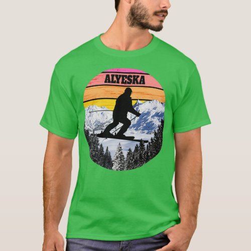 Snow Ski Alyeska Skiing Fields Canada T_Shirt