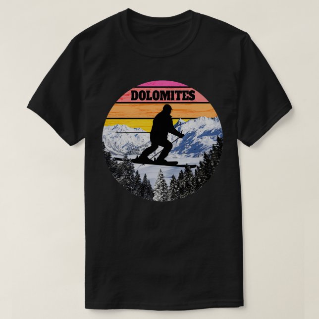 Snow Ski Dolomites Skiing Fields Italy T-Shirt (Design Front)