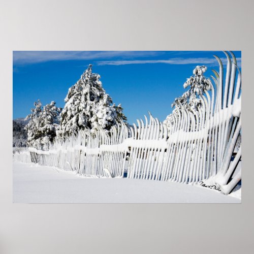 Snow Ski Fence Photograph Poster