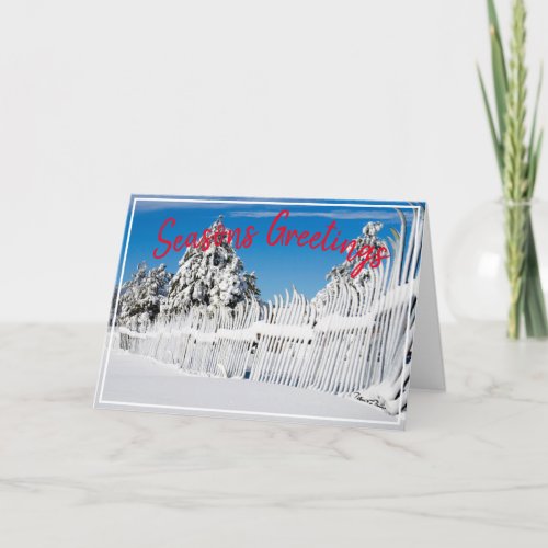 Snow Ski Fence Scene Custom Photo Holiday Card