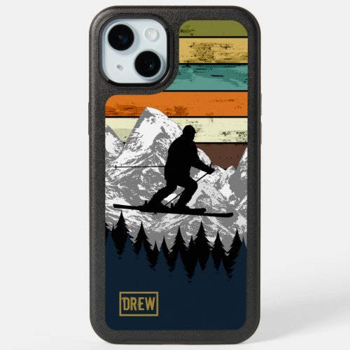 Snow Ski Mountain Slopes Distressed Retro Name iPhone 15 Plus Case