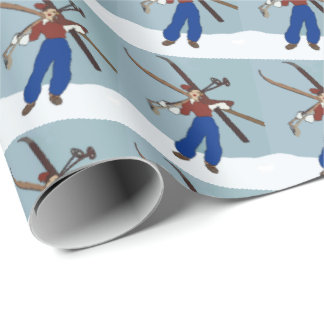 Snow Ski Mountains Wrapping Paper