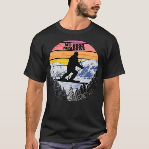 Snow Ski Mt Hood Meadows Skiing Fields Oregon Amer T_Shirt