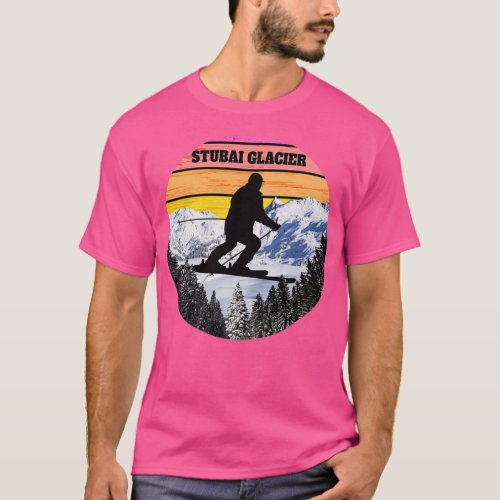 Snow Ski Stubai Glacier Skiing Fields Austria T_Shirt