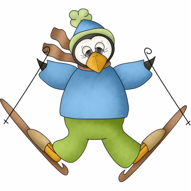 Snow Skier Penguin Ornament (Front)