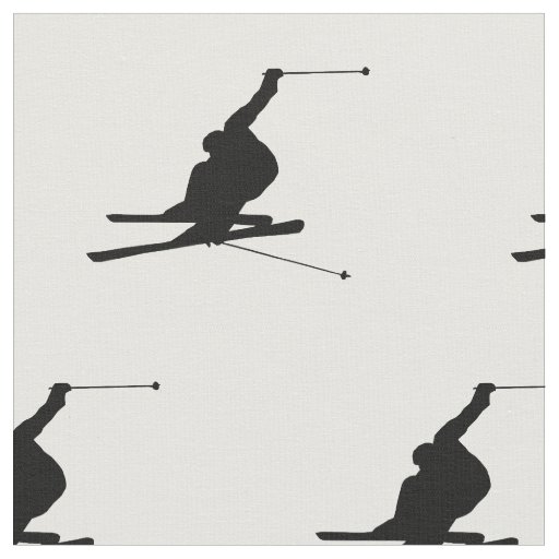 Snow Skier Silhouette Fabric
