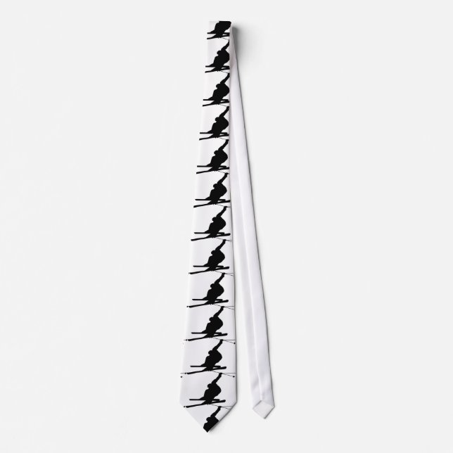 Snow Skier Silhouette Neck Tie (Front)