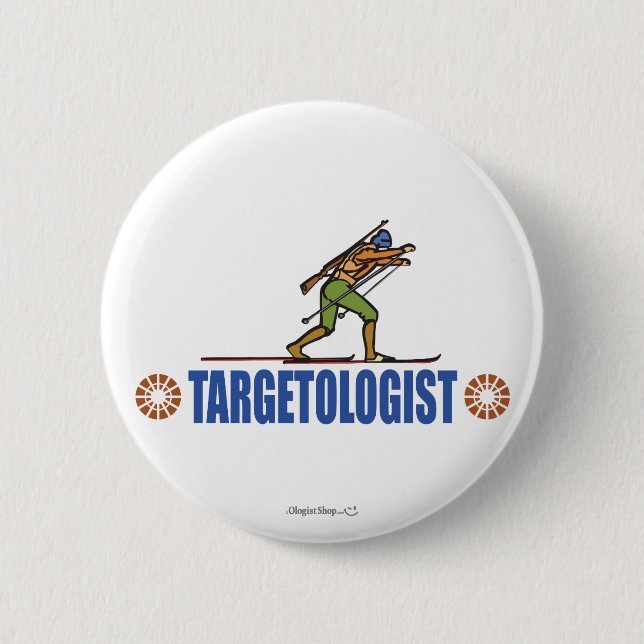 Snow Skiing Biathlon Button (Front)