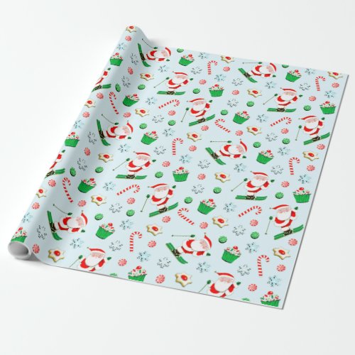 Snow Skiing Christmas Holiday Wrapping Paper