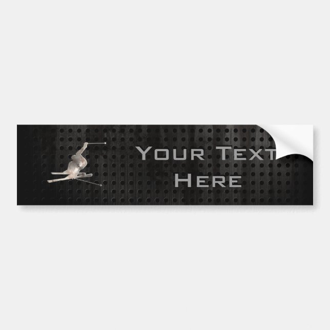 Snow Skiing; Cool Black Bumper Sticker (Front)