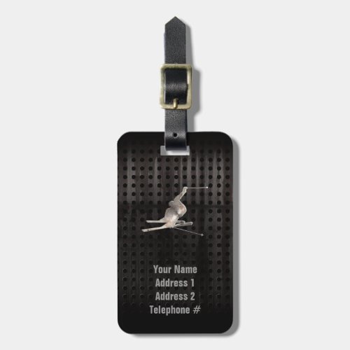 Snow Skiing Cool Black Luggage Tag