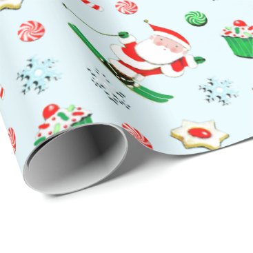 Snow Skiing Holiday Gift Wrapping Paper