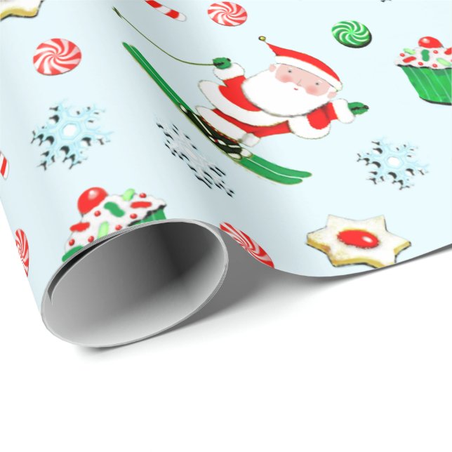 Snow Skiing Holiday Gift Wrapping Paper (Roll Corner)