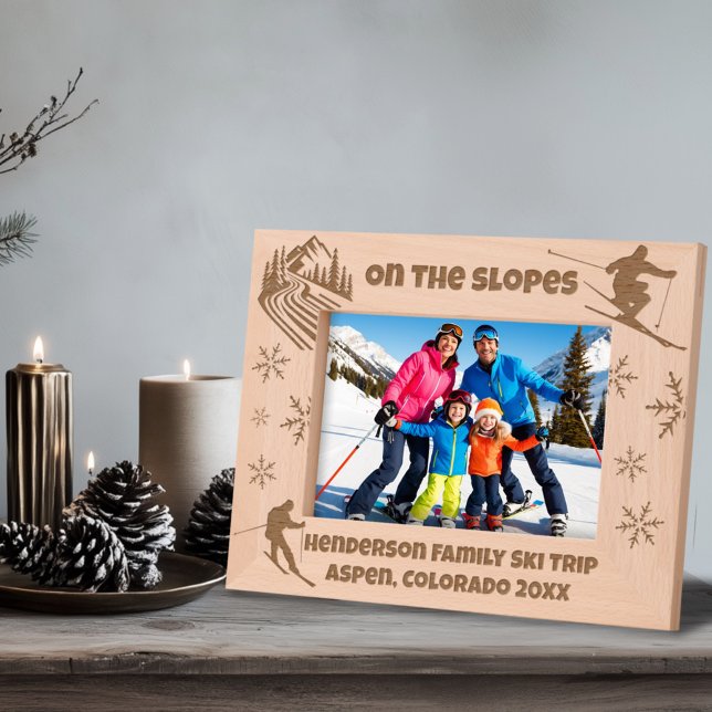 Snow Skiing On The Slopes Custom Text Engraved Frames (Creator Uploaded)