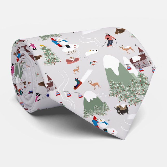 Snow Skiing Ski Slopes Landscape Neck Tie (Rolled)