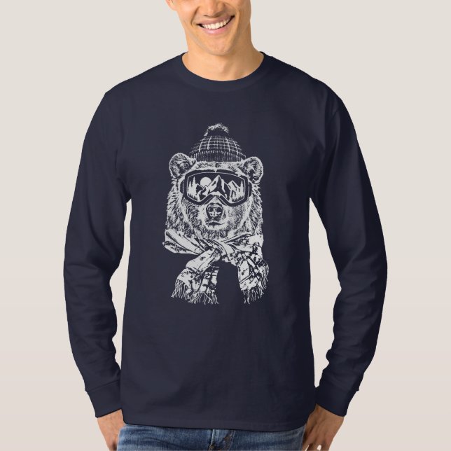 Snow Skiing Ski Trip Funny Ski Bear Winter T-Shirt (Front)