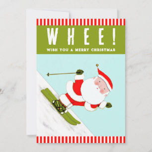 Snow Skiing Skier Christmas Holiday Card