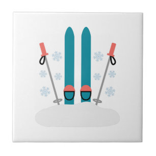 Snow Skis Ceramic Tile