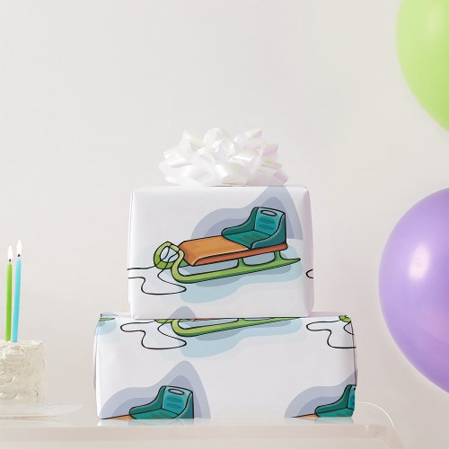 Snow Sled Wrapping Paper