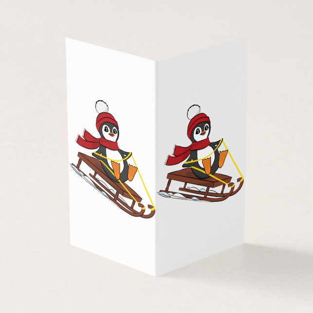 Snow Sledding Penguin Cute Animals Winter (Outside)