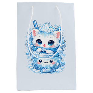 Snow Slush Kitty – Cute Winter Drink Cat Medium Gift Bag