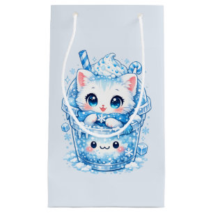 Snow Slush Kitty – Cute Winter Drink Cat Small Gift Bag