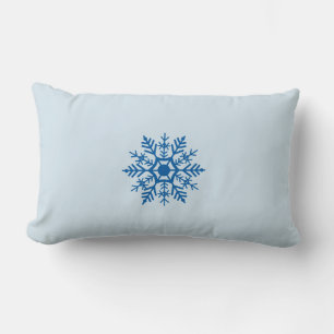 Snow Snowflake Blue Motif Winter Lumbar Pillow