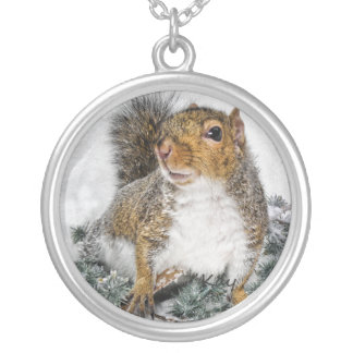 Snow Squirrel Silver Plated Necklace