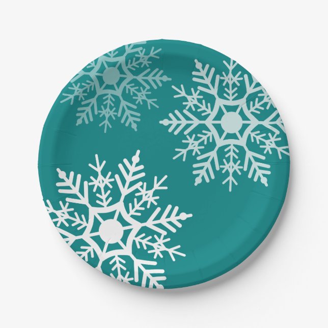Snow Stars - Christmas - Paper Plate (Front)