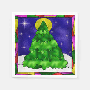 Snow, Stars, Pine Tree & Moon Paper Napkins