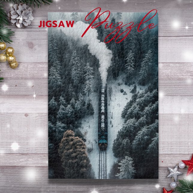 Snow Steam Locomotive on a viaduct nature puzzle (Snow Steam Locomotive on a viaduct nature puzzle)