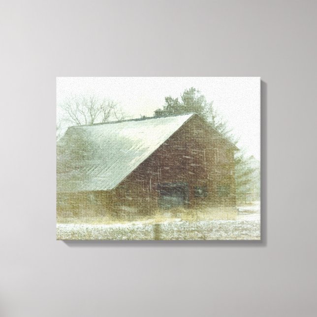 Snow Storm Barn Canvas Print (Front)