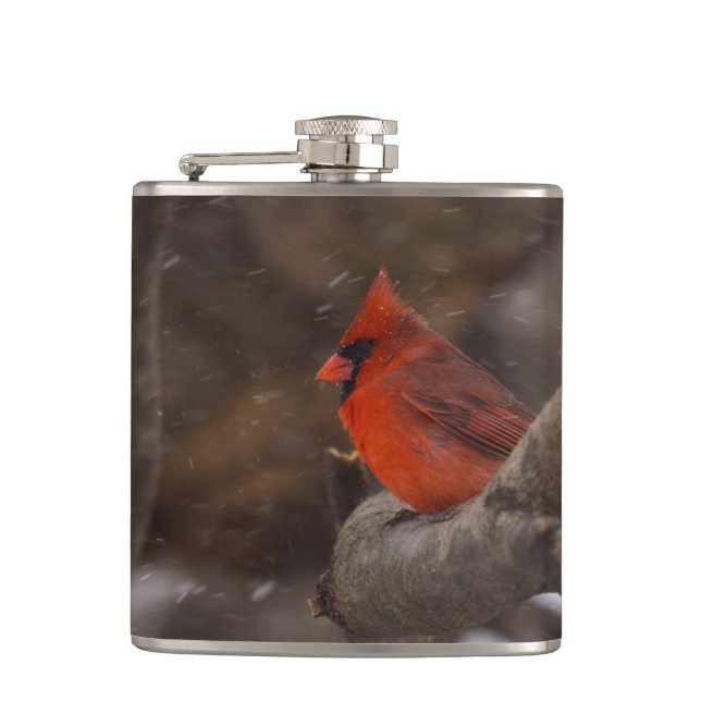 Snow Storm Cardinal Flask (Front)