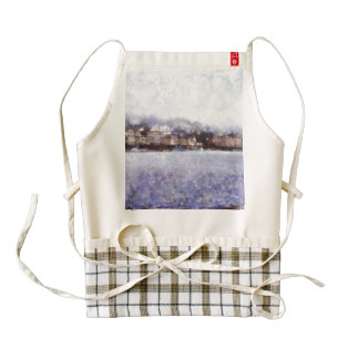 Snow storm descending on European city Zazzle HEART Apron