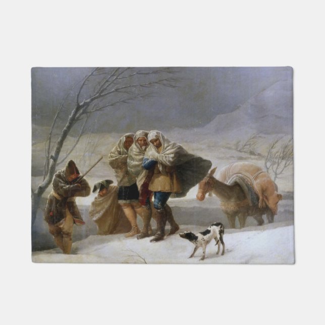 Snow Storm in Winter (by Francisco Goya) Doormat (Front)