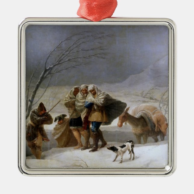 Snow Storm in Winter (by Francisco Goya) Metal Ornament (Front)