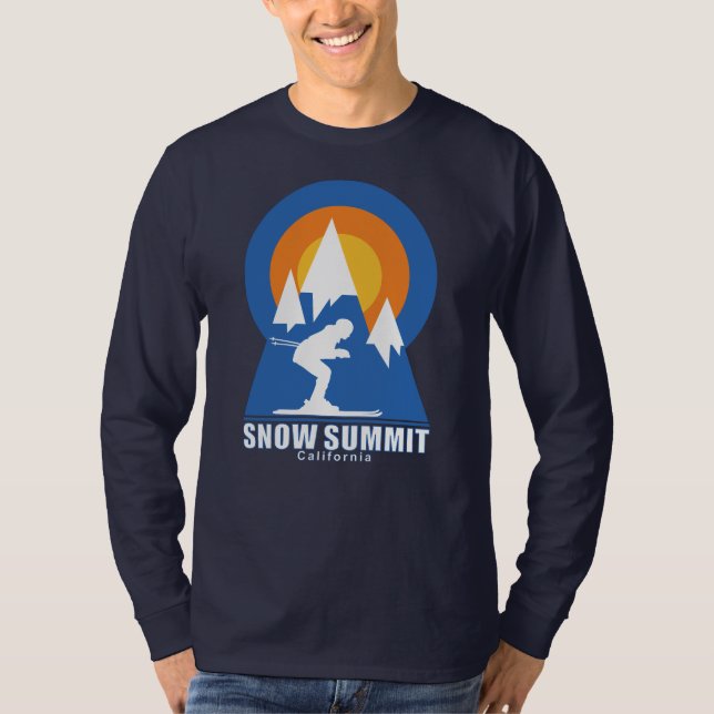Snow Summit Ski Sunset Retro T-Shirt (Front)