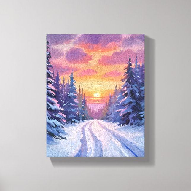 Snow Sunset | Winter Mountain Landscape Canvas Print (Front)